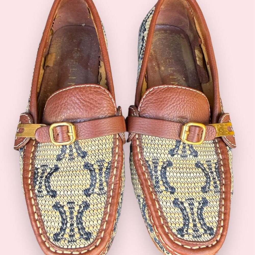 CELINE Vintage Canvas Macadam Monogram Loafers